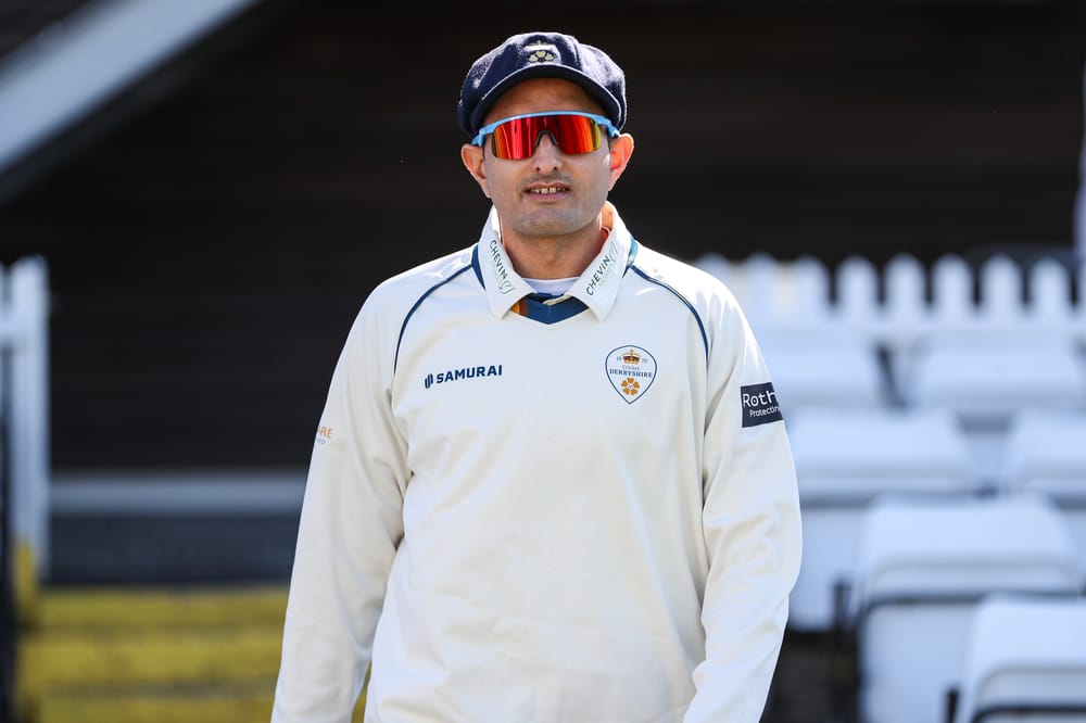 Abbas in the outfield at Derby 2026